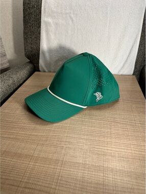 Branded Bills Green Baseball Cap with Ventilation Holes and White Trim